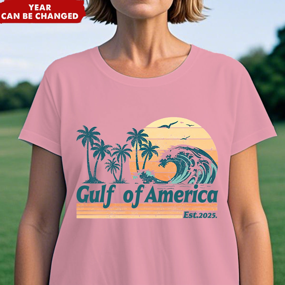 Gulf Of US America Flag Personalized Beach T-Shirt