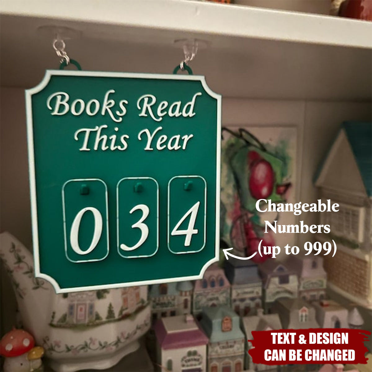 Books Read This Year - Personalized Hanging Bookshelf Counter Bookish Decor