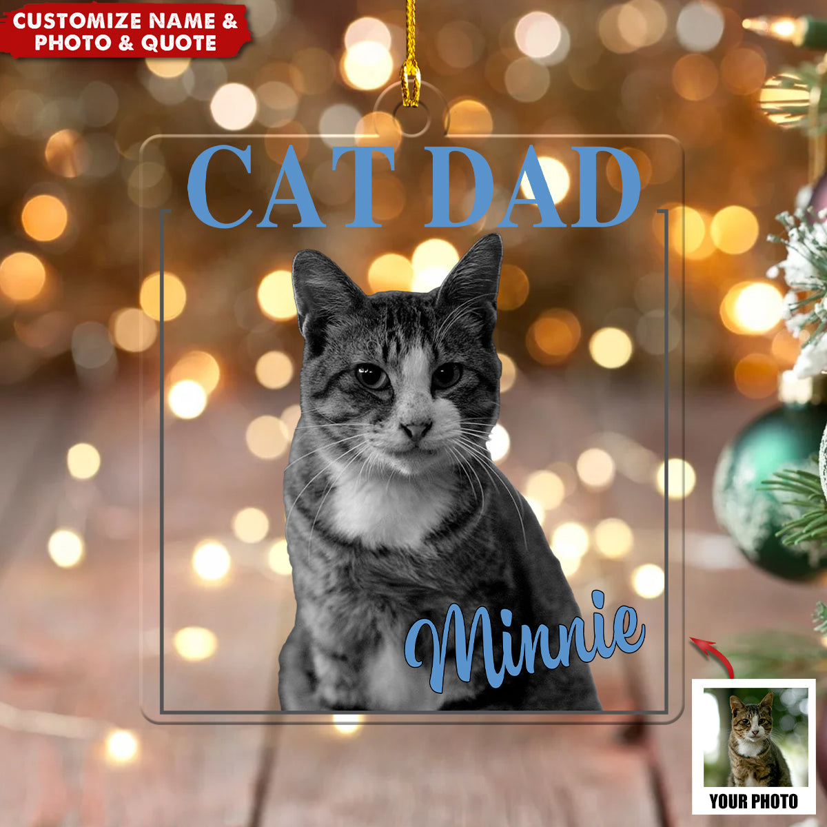 Custom Photo Let's Journey Together - Dog & Cat Personalized Acrylic Ornament - Gift For Pet Owners, Pet Lovers