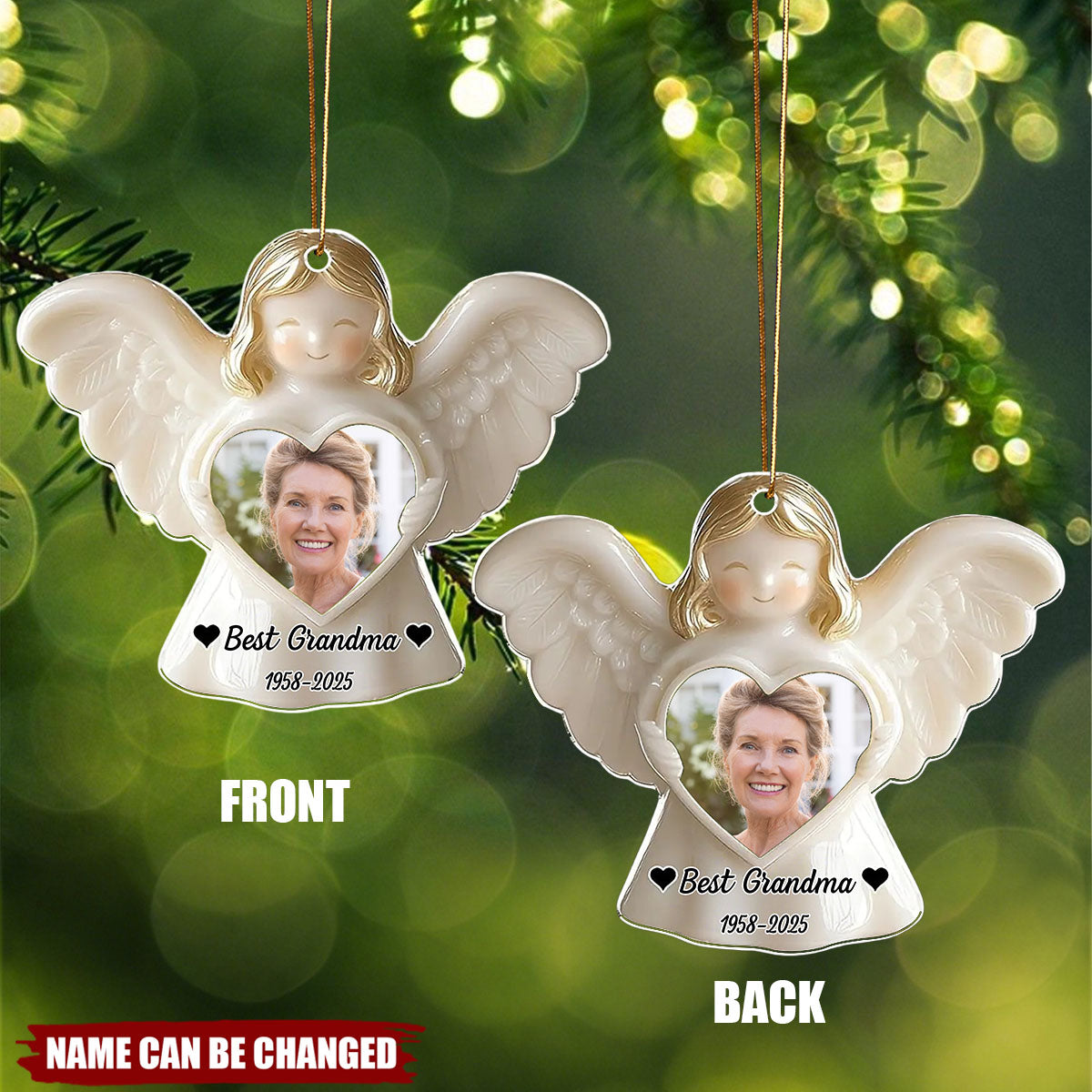 Personalized Photo Acrylic Keepsake with Heart & Wings Design
