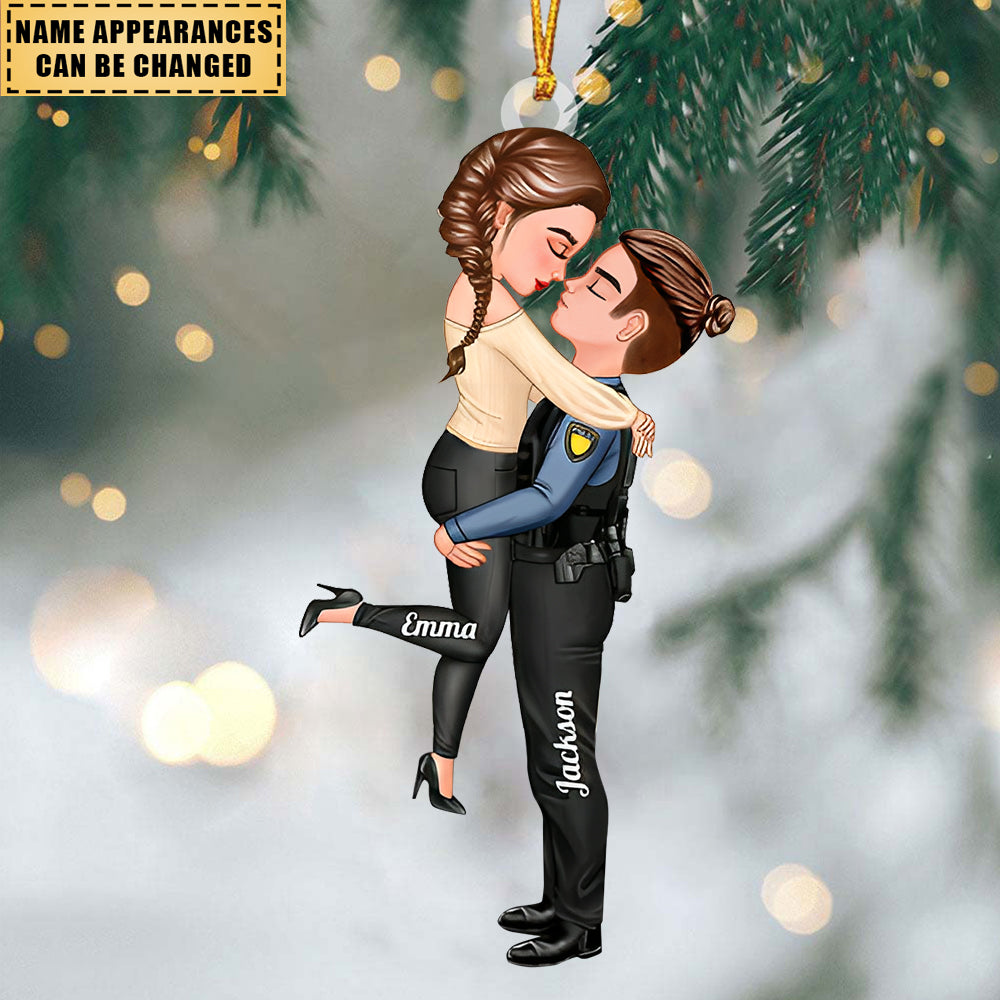 Personalized Couple Portrait, Firefighter, Nurse, Police Officer Teacher Ornament Gifts By Occupation P2131434449
