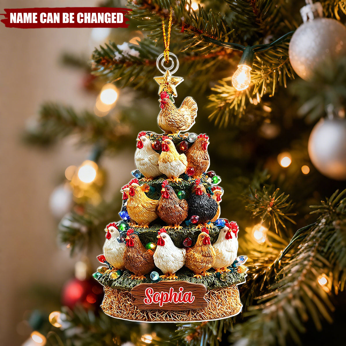 Chicken Christmas Tree - Personalized Christmas Acrylic Ornament