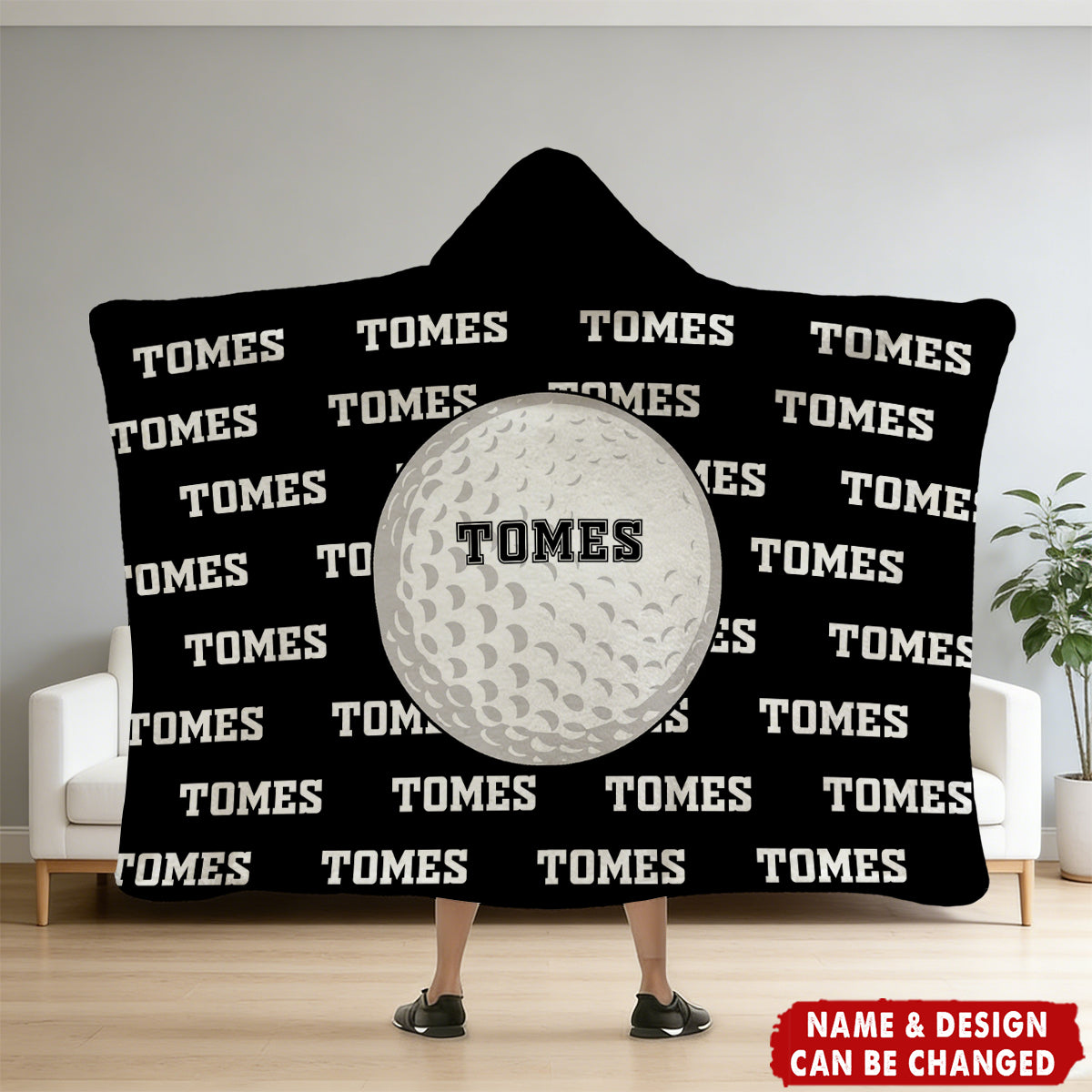 Personalized Balls Design Soft Hooded Blanket with Name and Number Team Birthday Christmas Gift for Sports Lovers