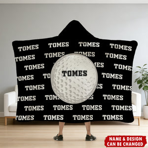 Personalized Balls Design Soft Hooded Blanket with Name and Number Team Birthday Christmas Gift for Sports Lovers