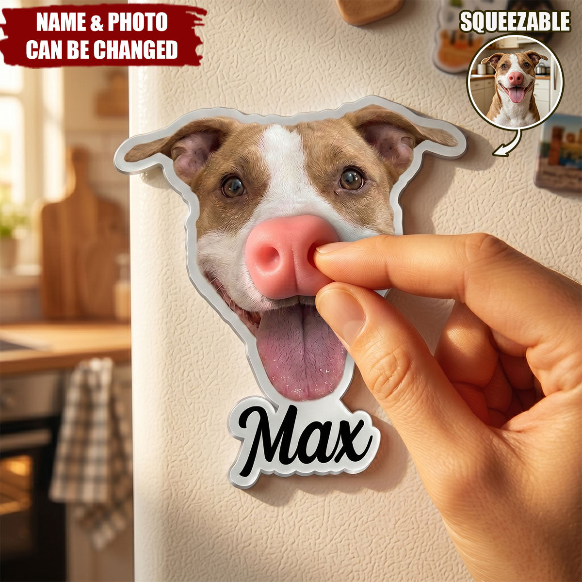 Custom Funny Face Gift For Dog Lover, Dog Mom, Dog Dad - Personalized Fridge Magnet