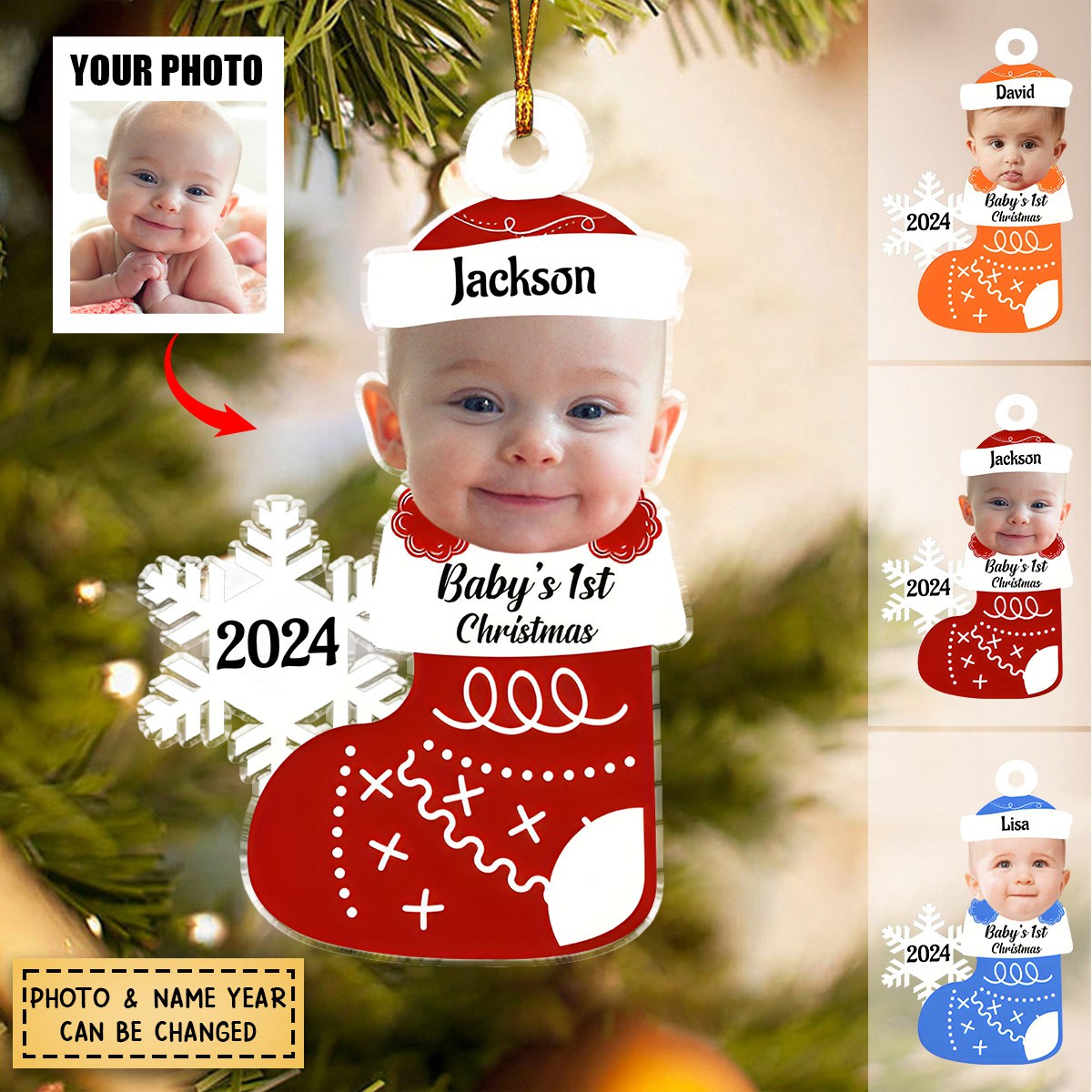 Custom Photo Baby's 1st Christmas - Personalized Acrylic Ornament