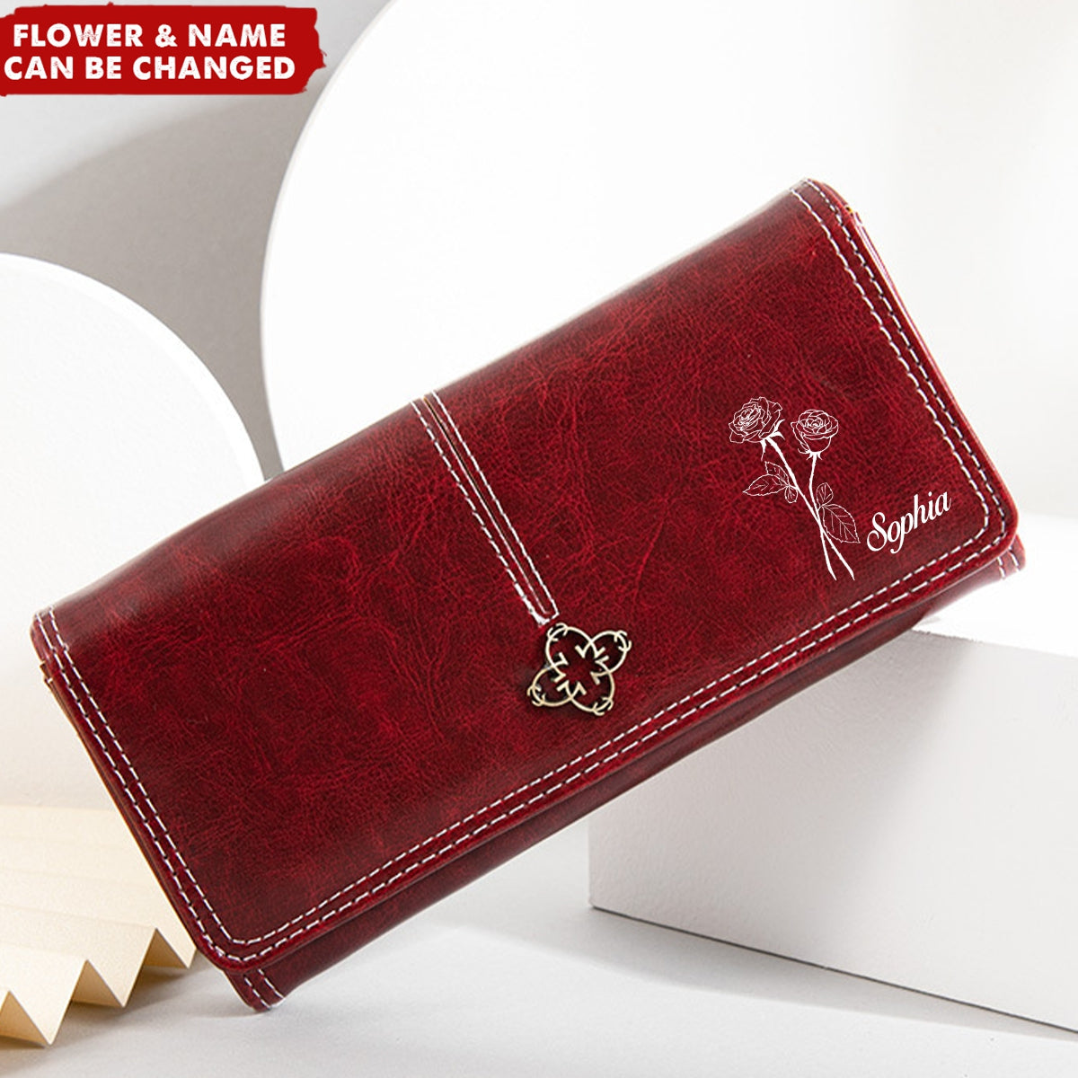 Flower Snap Multi-Card Slots Personalized Birthday Flower Clutch Bag Wallet