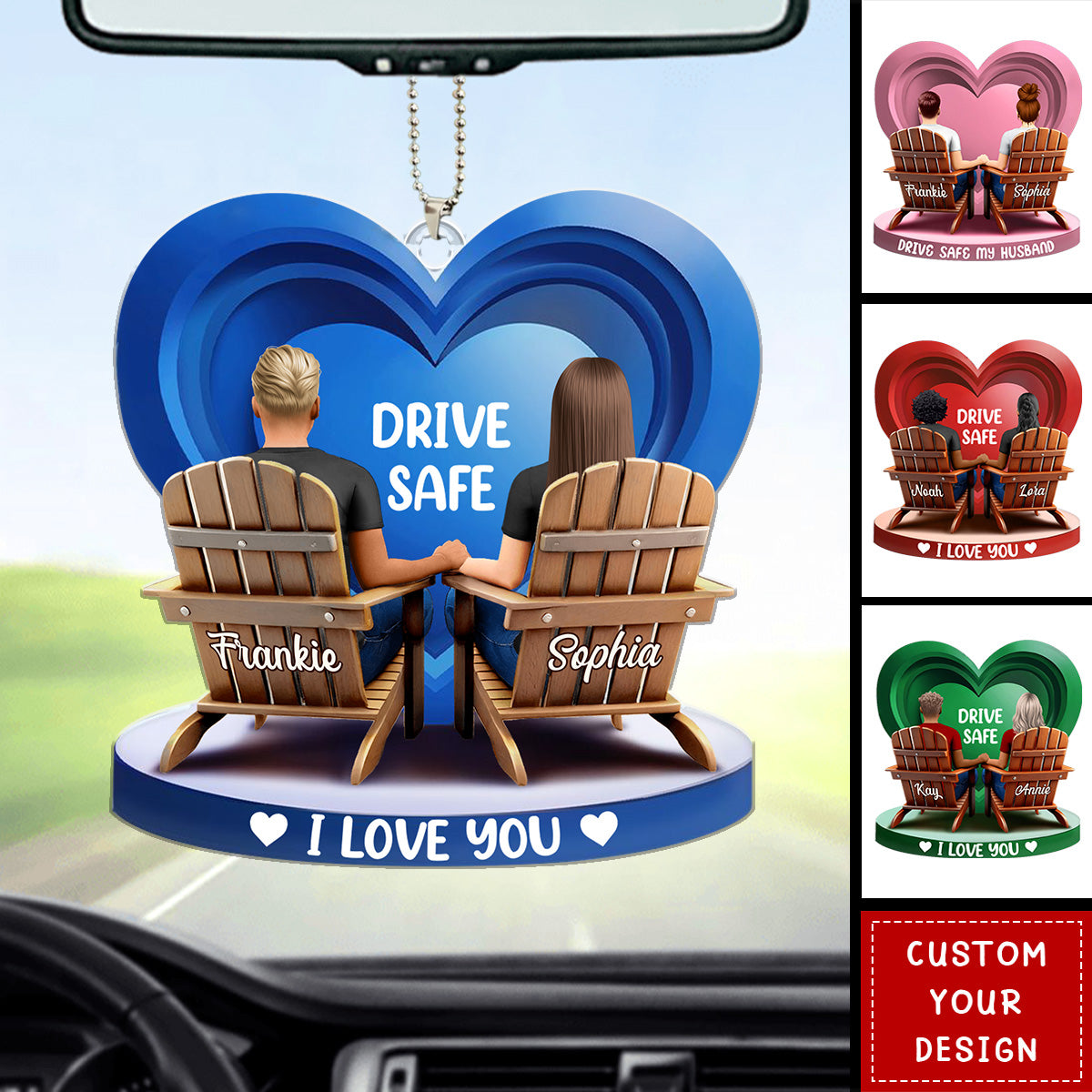 Drive Safe I Love You Couple 3D Effect Personalized Acrylic Ornament