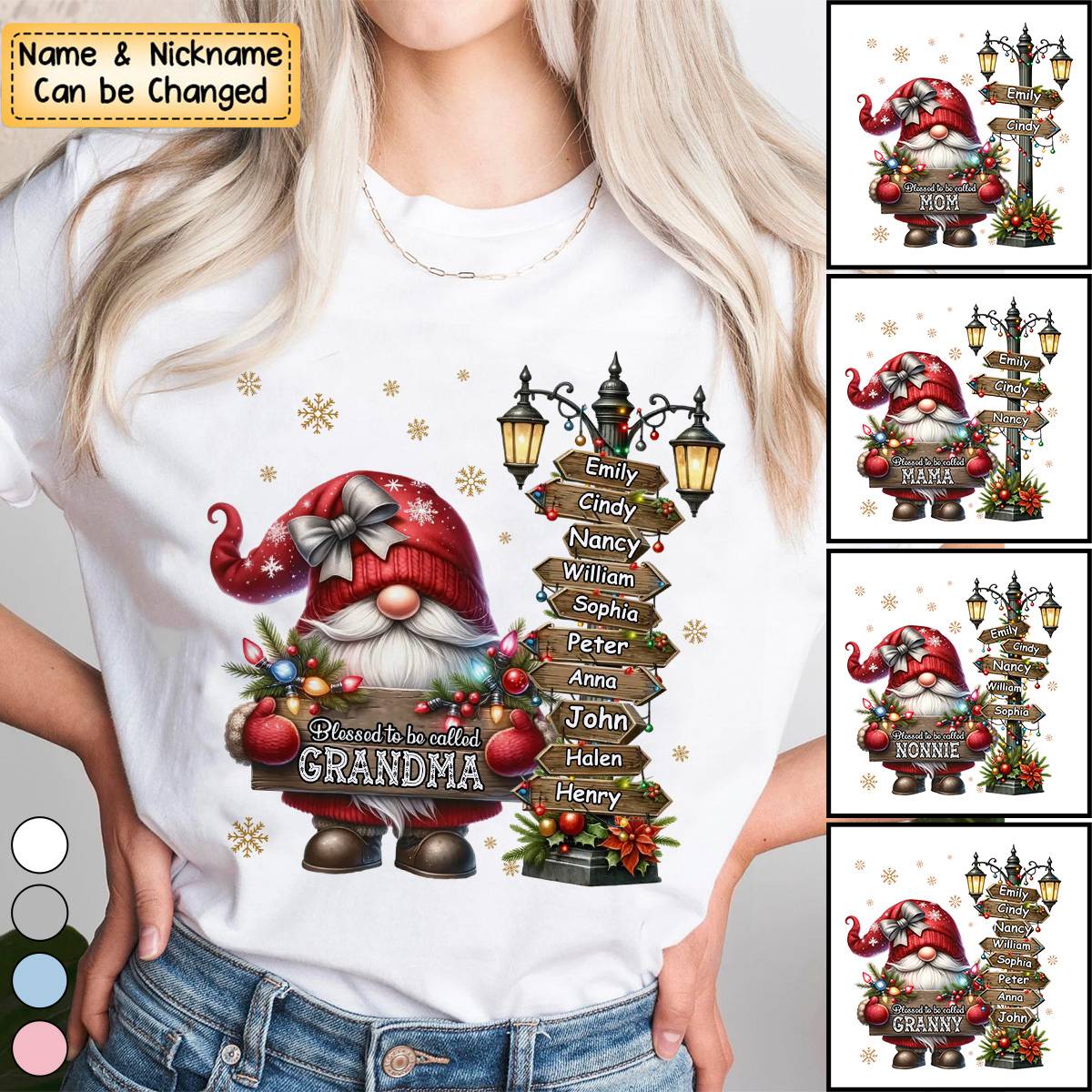 Personalized Grandma And Kids Christmas Dwarf T-shirt - Gift For Nana, Mom