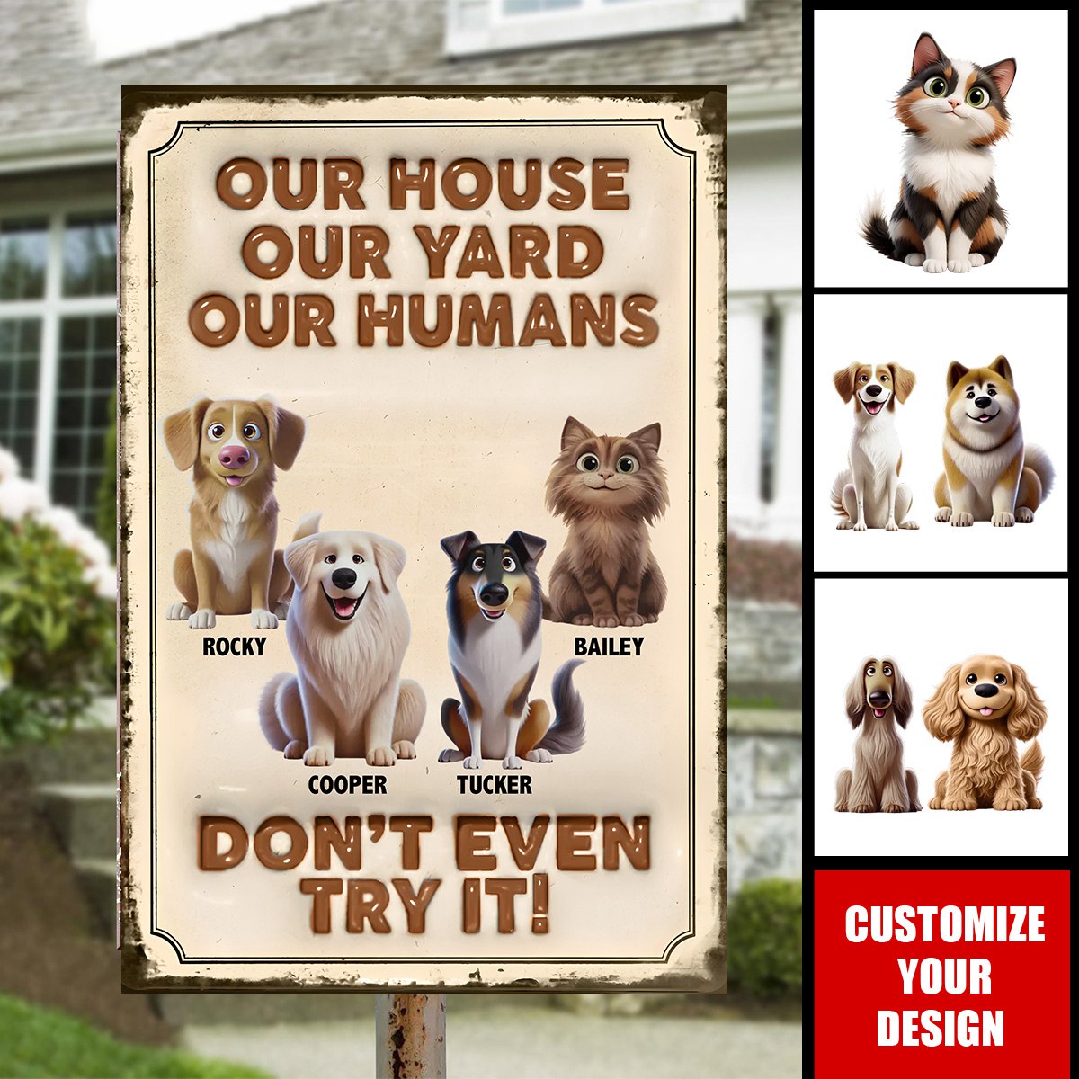 This Home Runs On Paws And Love - Personalized Home Decor Metal Sign - House Warming Gift For Pet Owners, Pet Lovers