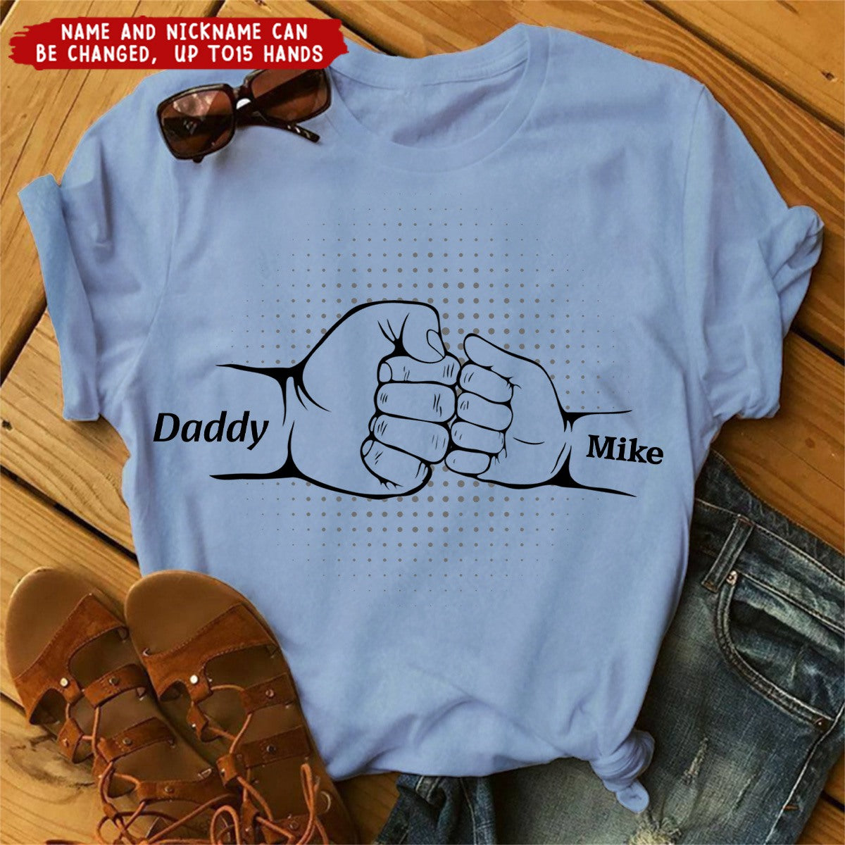 Fist Bump With Kids Father's Day For Dad, Grandpa Up To 15 - Personalized Shirt