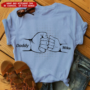 Fist Bump With Kids Father's Day For Dad, Grandpa Up To 15 - Personalized Shirt