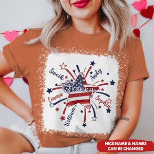 4th of July America Flag Star Mimi Mom Little Kids Personalized Shirt