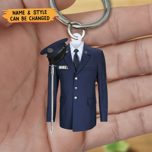 Military Uniform On A Clothes Hanger- Personalized Keychain
