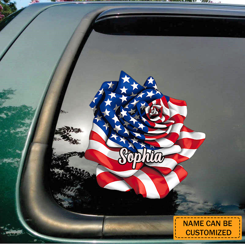 Personalized US National Flag Flower Decal
