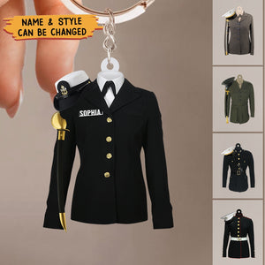 Military Uniform On A Clothes Hanger- Personalized Keychain