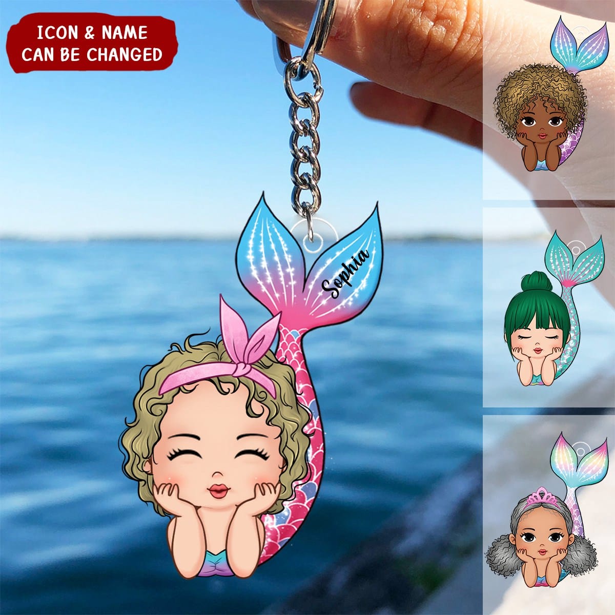 Lovely Mermaid Doll Personalized Acrylic Keychain, Gift For Daughter Granddaughter