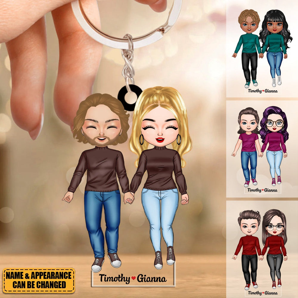 Lovely Standing Couple - Personalized Acrylic Keychain,  Valentine's Day Gift For Couple