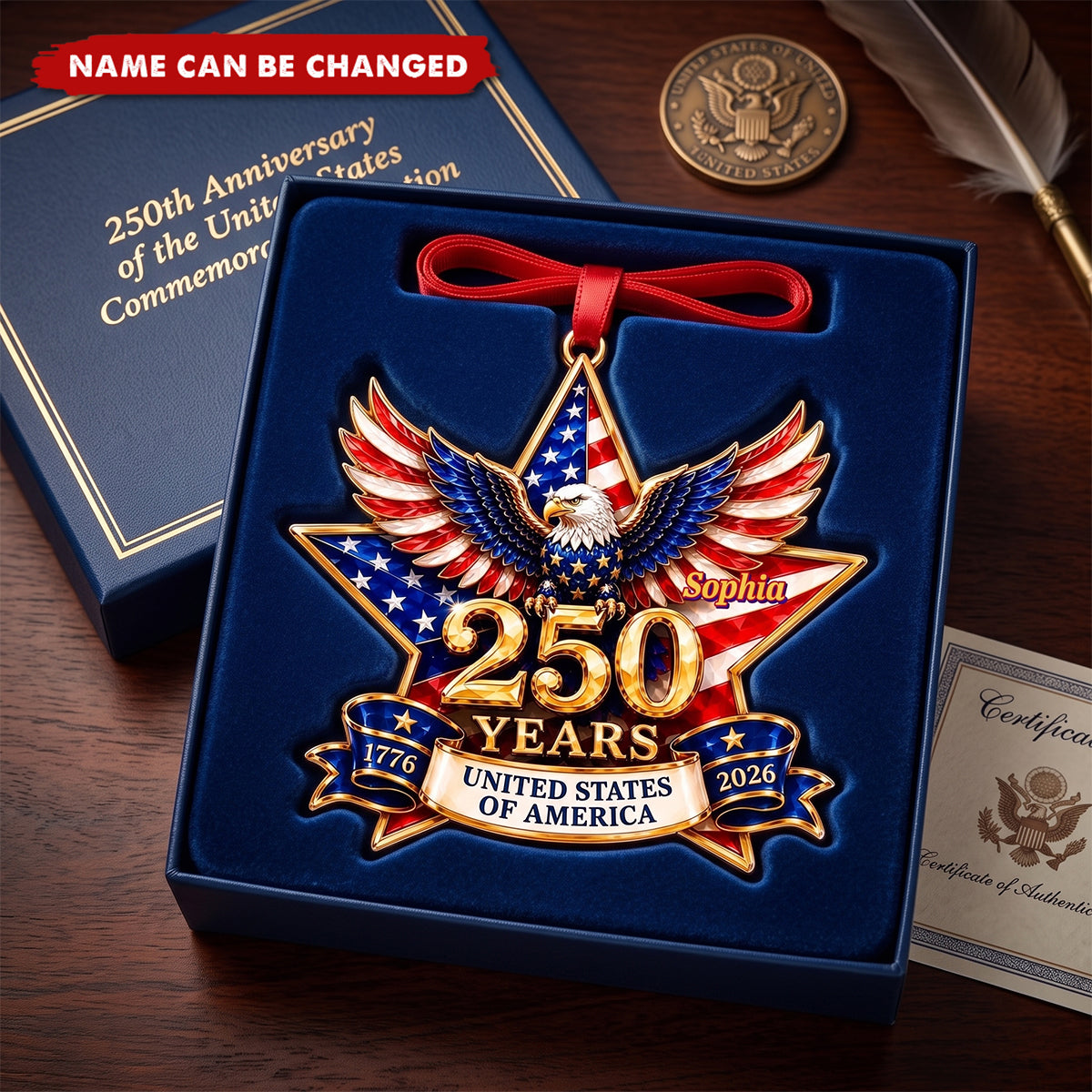 America 250th Eagle Ornament 2026, Bald Eagle Acrylic Holiday Decor Gift