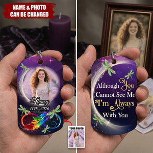 Personalized Stainless Steel Keychain With Memorial Photo, Dragonfly Design, Unique Gift For Family