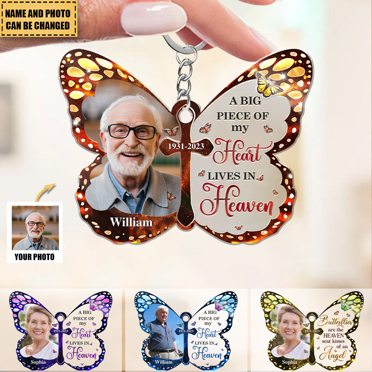 I Am Always With You Butterfly Shape Upload Photo Personalized Keychain