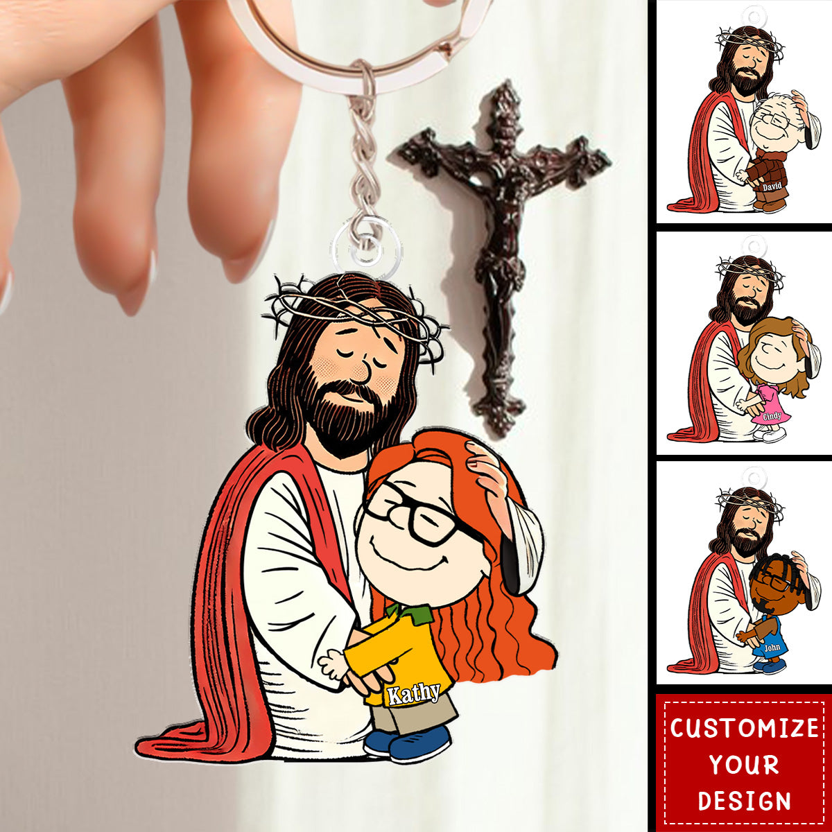 Jesus Love Personalized Acrylic Keychain, Gifts For Christians