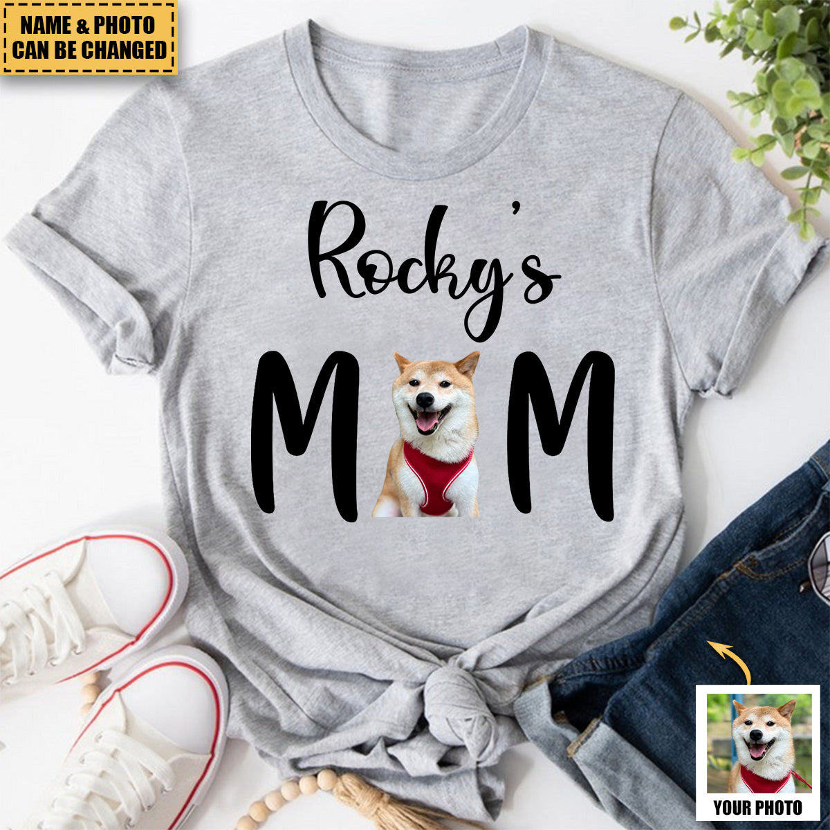 Dog Mom, Cat Mom Upload Image - Gift For Dog Lovers, Personalized T-Shirt