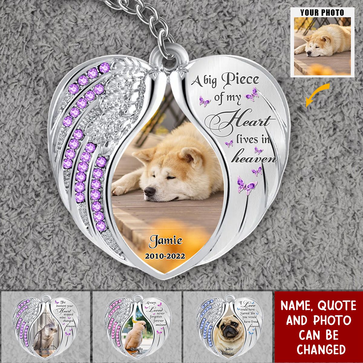 Your Wings Were Ready But My Heart Was Not - Personalized Memorial Heart Acrylic Photo Keychain