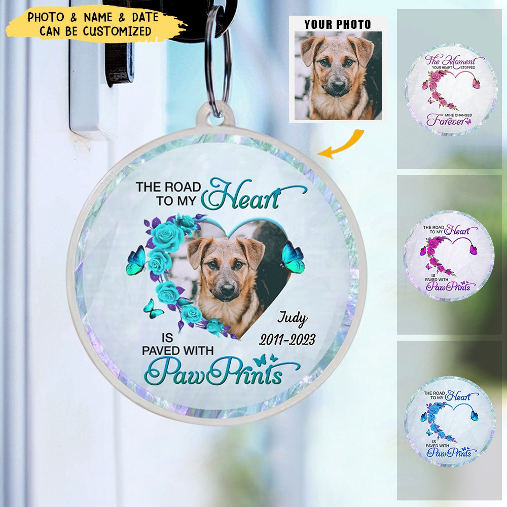 Custom Photo Family Pet Charm Keychain - Memorial Gift for Family, Dog Lovers - The Moment Your Heart Stopped Mine Changed Forever