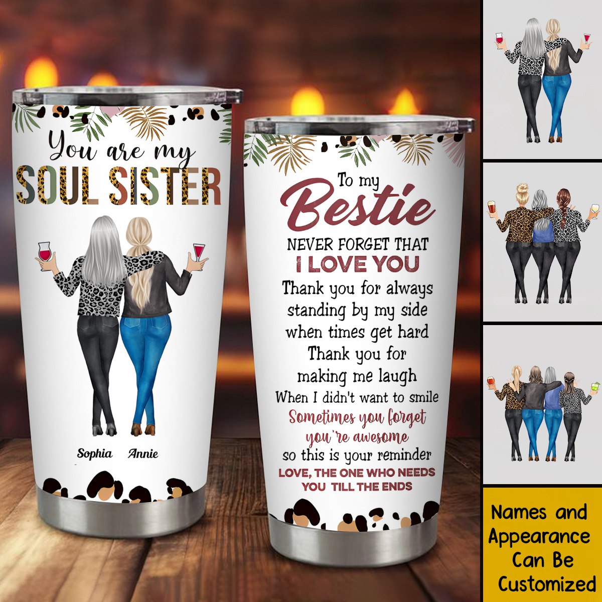You Are My Soul Sister - Personalized Tumbler Cup - Anniversary, Birthday Gift For Friend, Soul Sister, Bff, Bestie, Best Friend