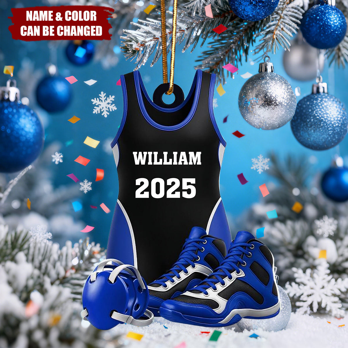 Personalized Wrestling Ornamen Acrylic Shoes & Headgear, Xmas Tree Decor