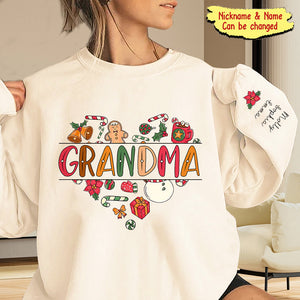 Christmas Heart Grandma Personalized 2D Sweatshirt Sleeve Custom