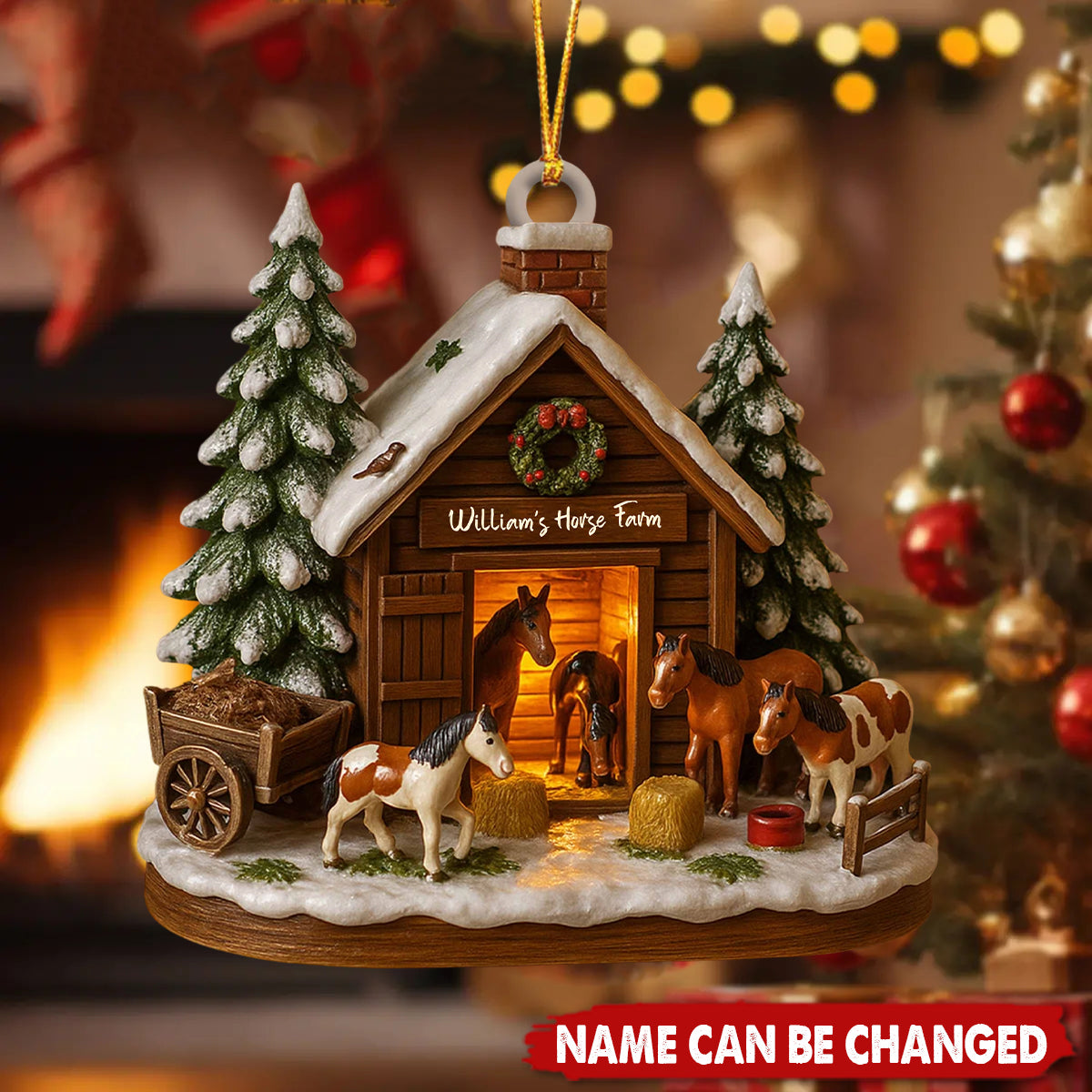 Customize Your Own Charming Horse Farm Ornament - Personalized Wooden Ornament