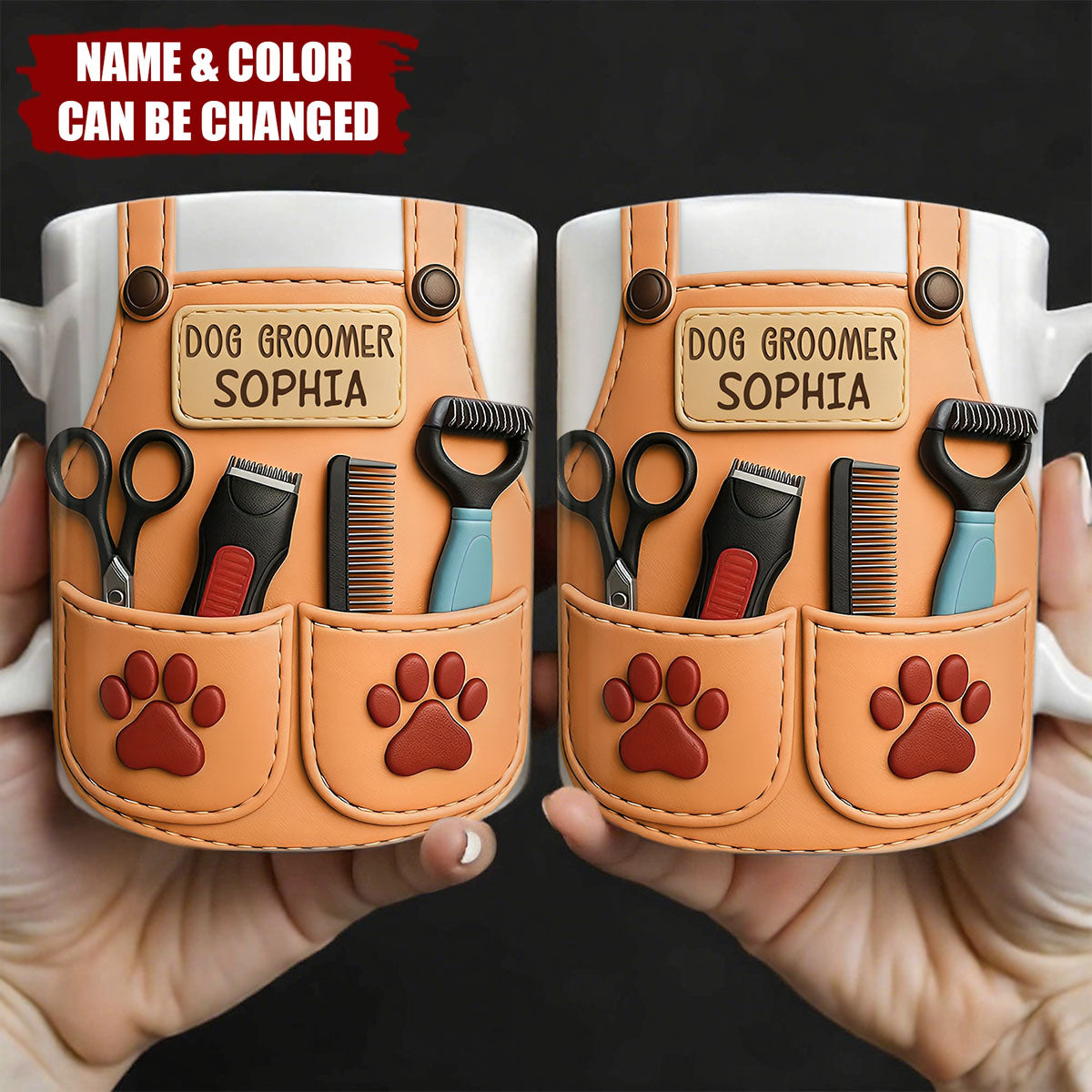 Celebrate Your Favorite Dog Groomer Scissors And Paw Prints Personalized Mug