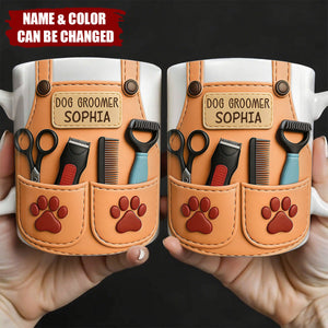 Celebrate Your Favorite Dog Groomer Scissors And Paw Prints Personalized Mug