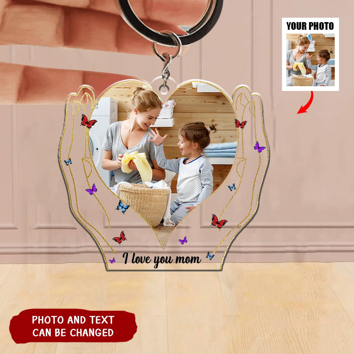 Hands Holding Love - Personalized Acrylic Photo Keychain