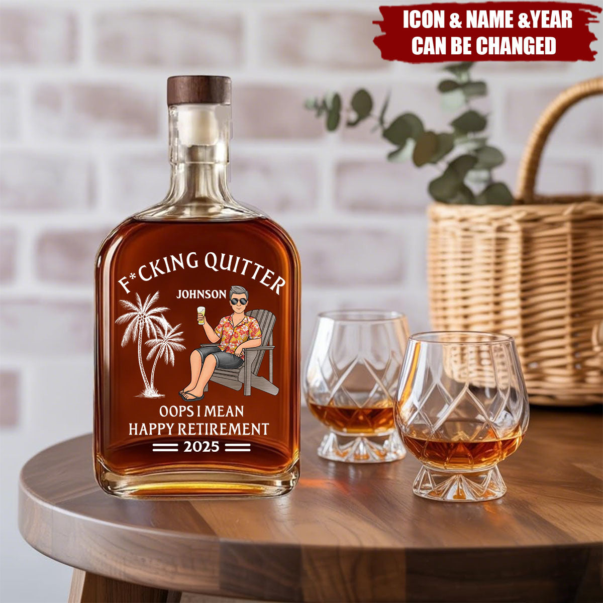 Officially Done - Coworker Personalized Whiskey Bottle - Appreciation, Retirement Gift