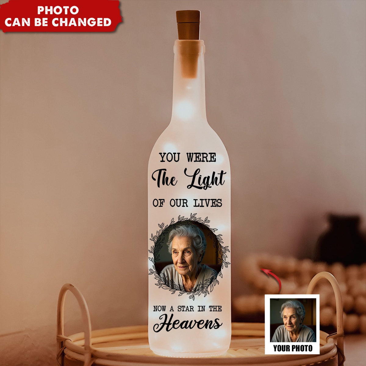 A Star In The Heavens - Personalized Photo Bottle Lamp