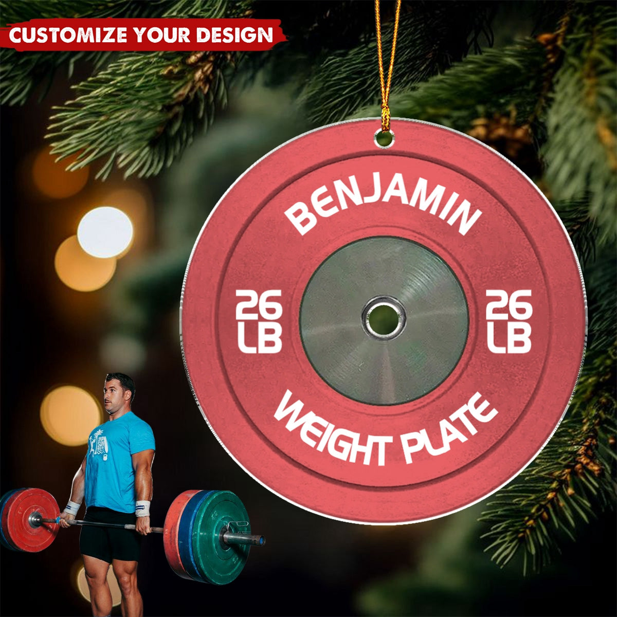 Weight Plate Bumper Plate - Personalized Acrylic Christmas Ornament, Gift For Lifter, Bodybuilder,Gymer