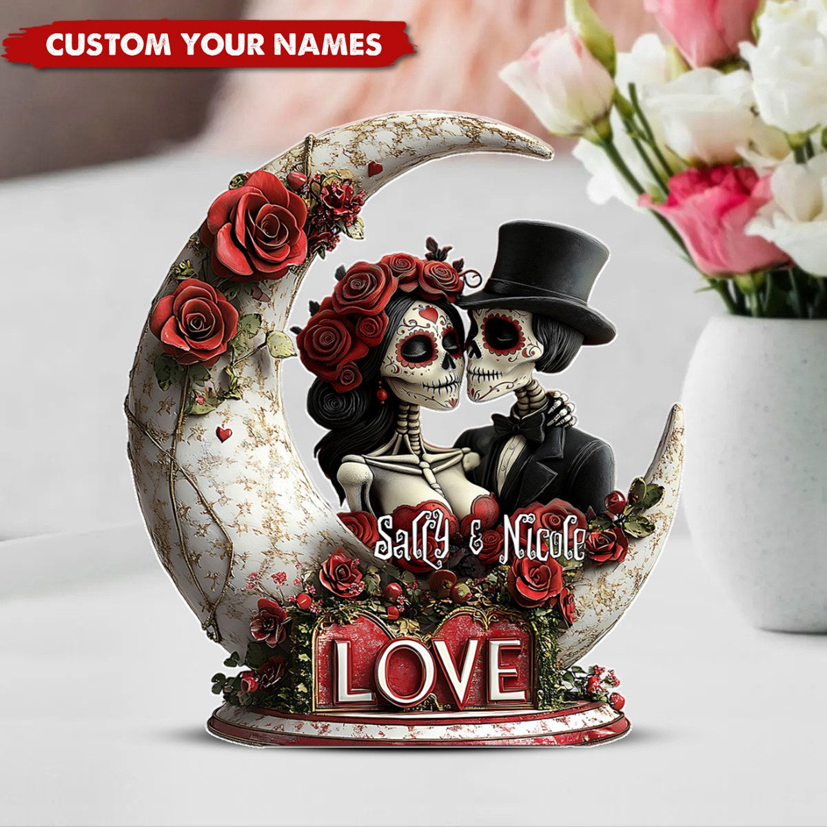 From Our First Kiss Till Our Last Breath - Personalized Couple Shaped Acrylic Plaque