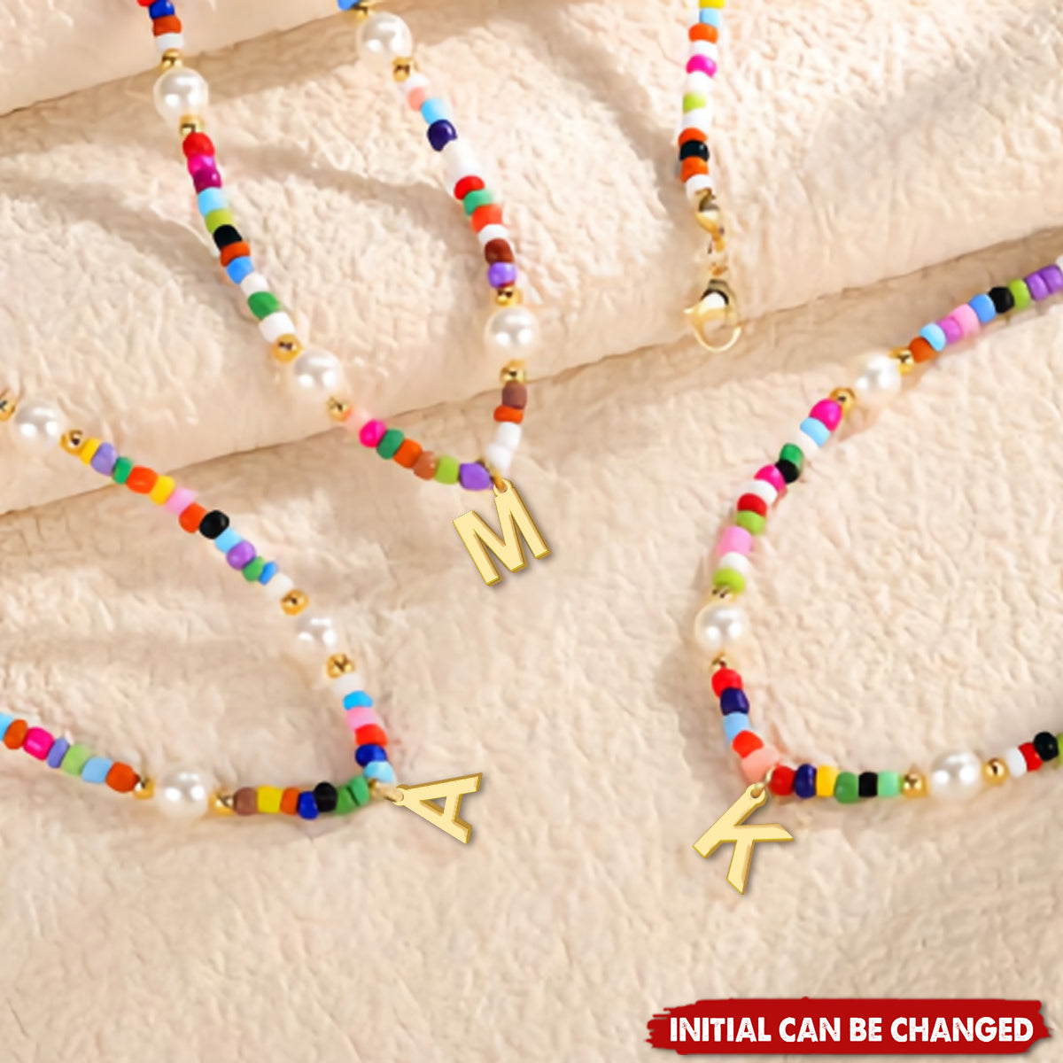 Pearl Beaded Choker Personalized Colorful Letter Initial Necklace