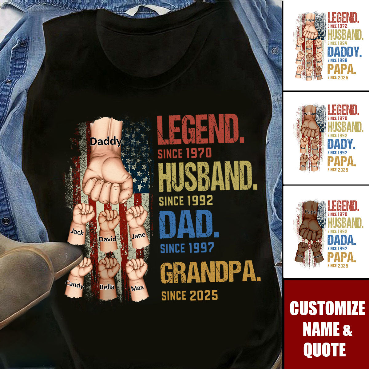 From Legend To Papa - Family Personalized T-shirt, Gift For Dad, Grandpa