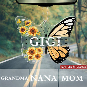 Grandma Mom Butterfly Grandkids Kids - Gift For Mother, Grandmother - Personalized Acrylic Car Hanger Ornament