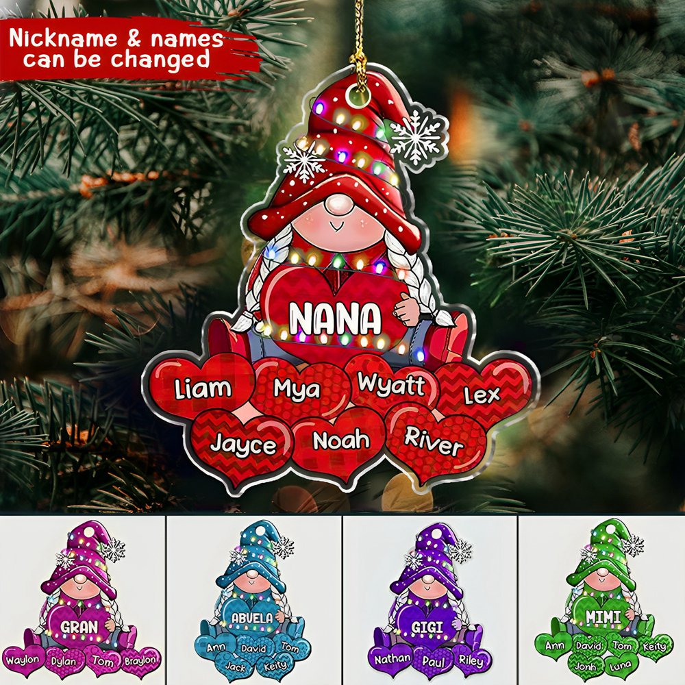 Colorful Christmas Dwarf Grandma Mom Sweet Heart Kids Personalized Ornament