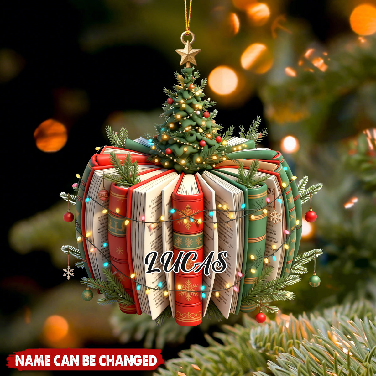 Personalized Book Christmas Tree Ornament - Gift for Bookworms
