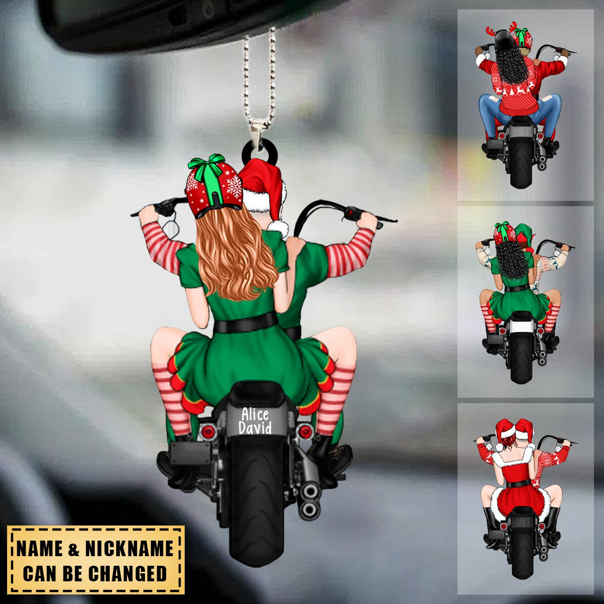 Personalized Acrylic Ornament, Christmas Motorcycle Couple, Christmas Gift For Motorcycle Lovers