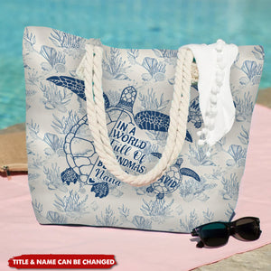 Toile De Jouy World Full Of Grandmas - Personalized Beach Bag