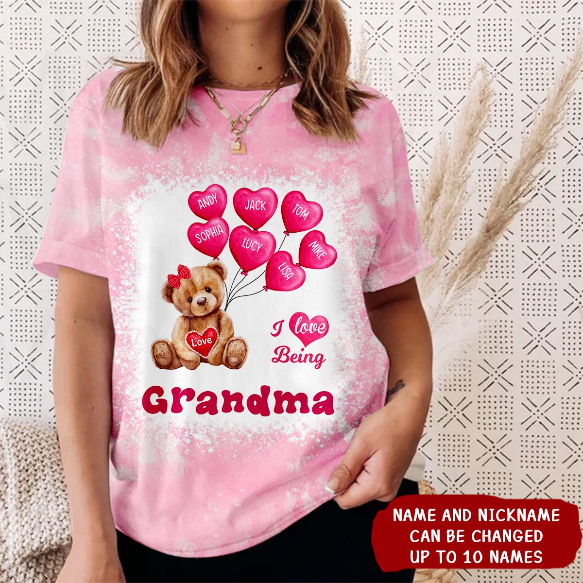 I Love Being Grandma Bear With Balloon Kids Personalized 3D T-Shirt