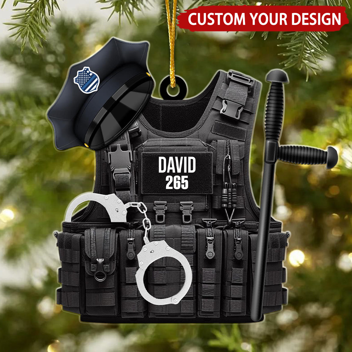 Bulletproof Police Vest Personalized Ornament, Police Xmas Gift