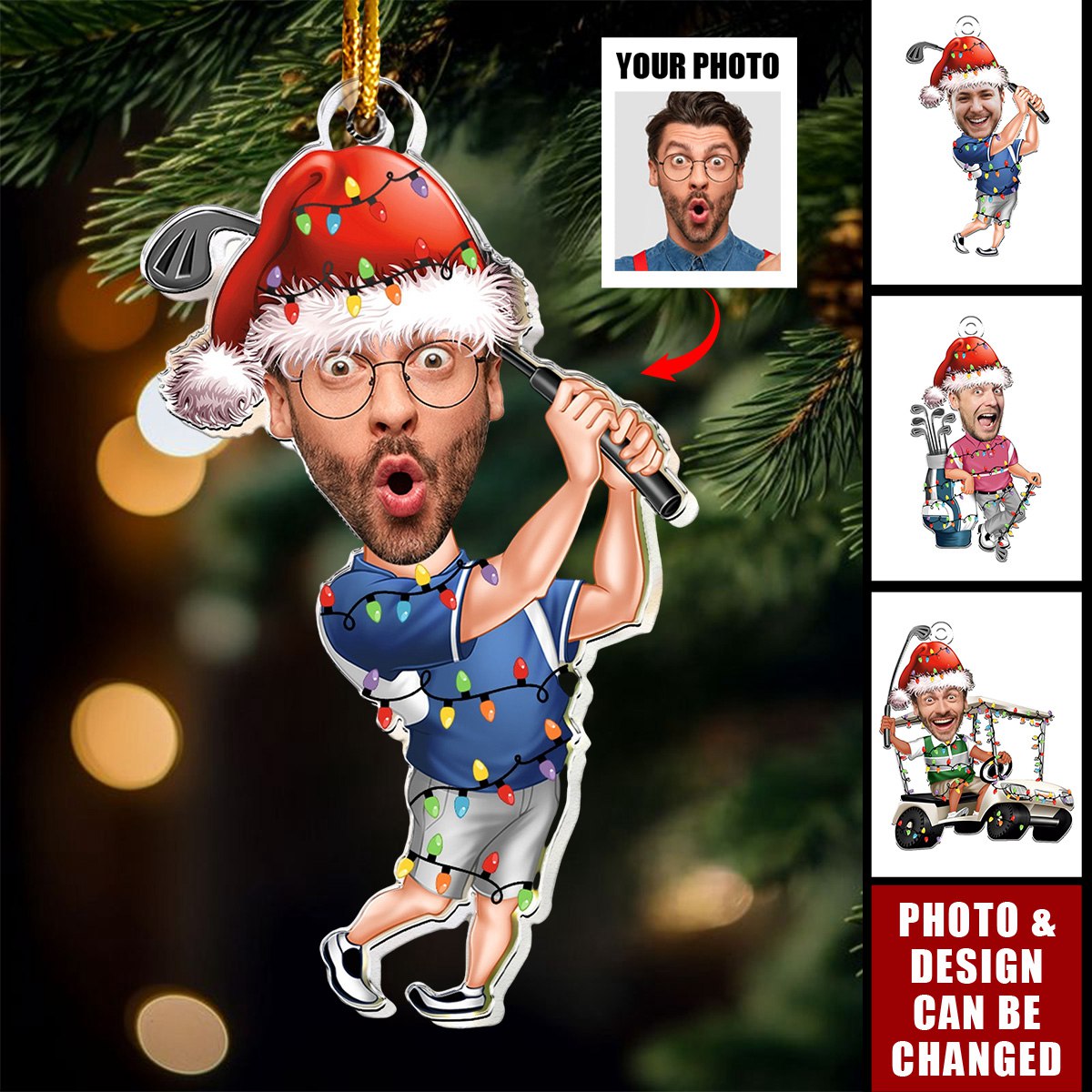 Golf Player - Personalized Acrylic Photo Ornament